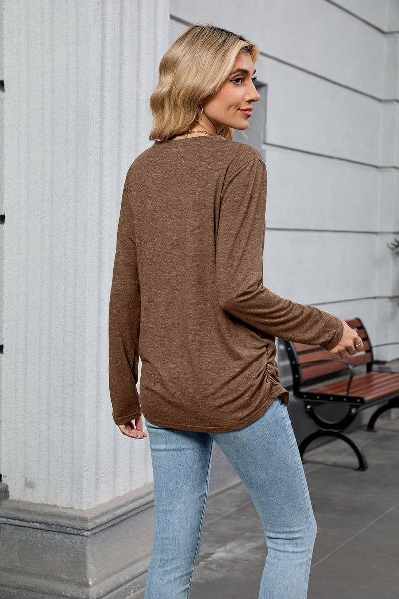 CWTBLL4019_SOLID V-NECK LOOSE FIT LONG SLEEVE T-SHIRT