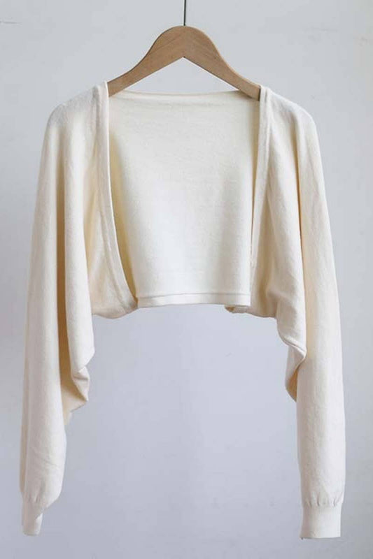 CWOCAL2079_SOLID COLOR SMALL SHAWL SHORT KNITTED CARDIGAN