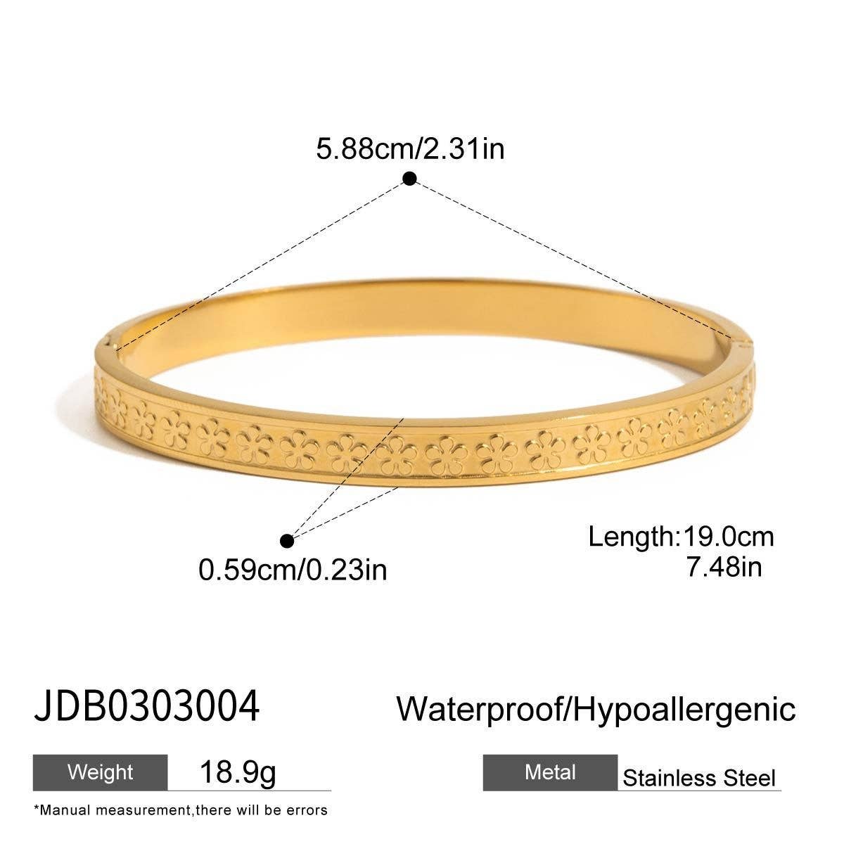 18K Gold Titanium Steel Heart Zircon Open Bangle_CWAJE4680