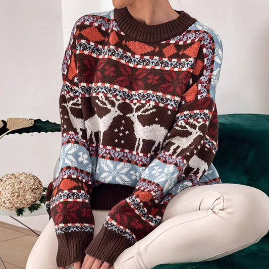 CHRISTMAS KNIT PULLOVER LONG-SLEEVED SWEATER