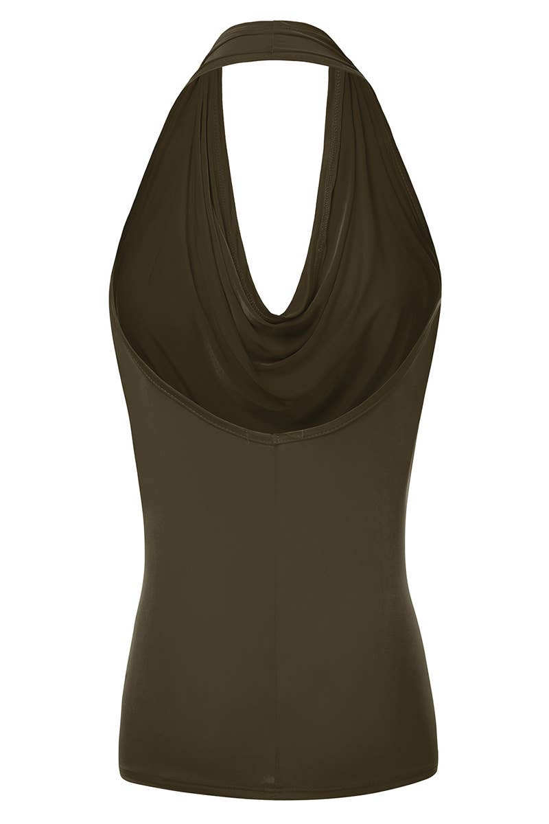 AWTHT028_Halter Neck Draped Front Open Back Top