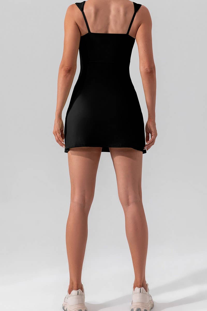 CWDSD3584_SOLID COLOR SEXY STRAP YOGA TENNIS ACTIVE DRESS