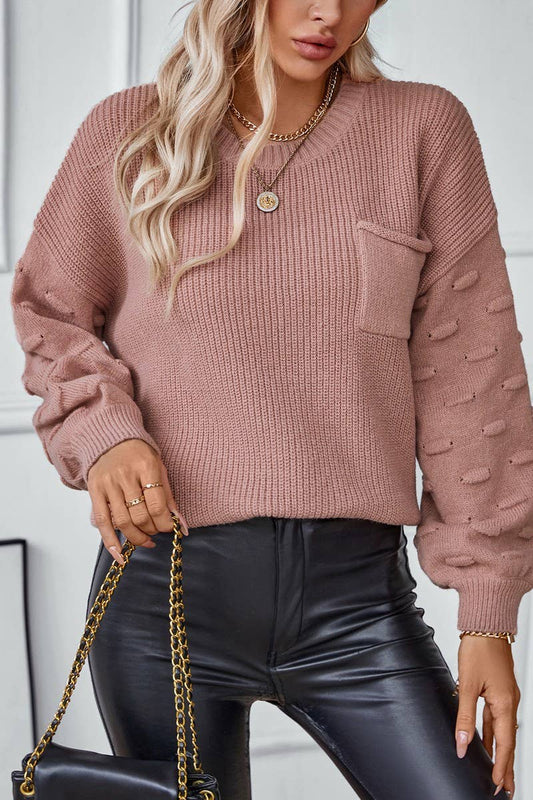 CWOSWL2882_SOLID POCKET PULLOVER KNIT SWEATER