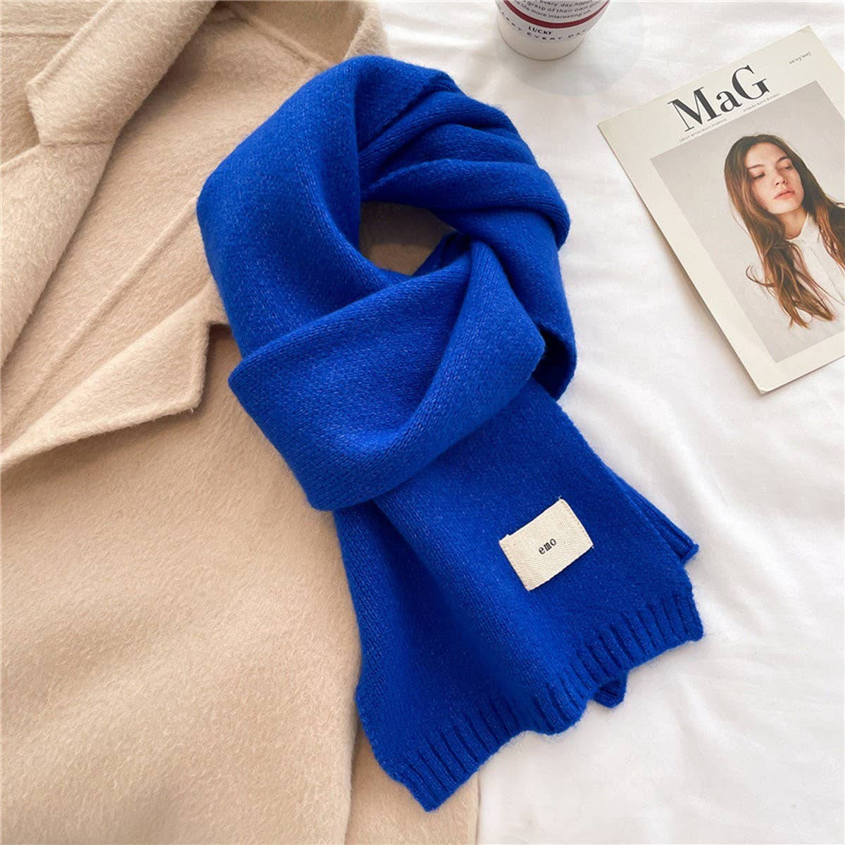 Solid Knit Scarf - Candy Color Wrap for Students_CWASC0975
