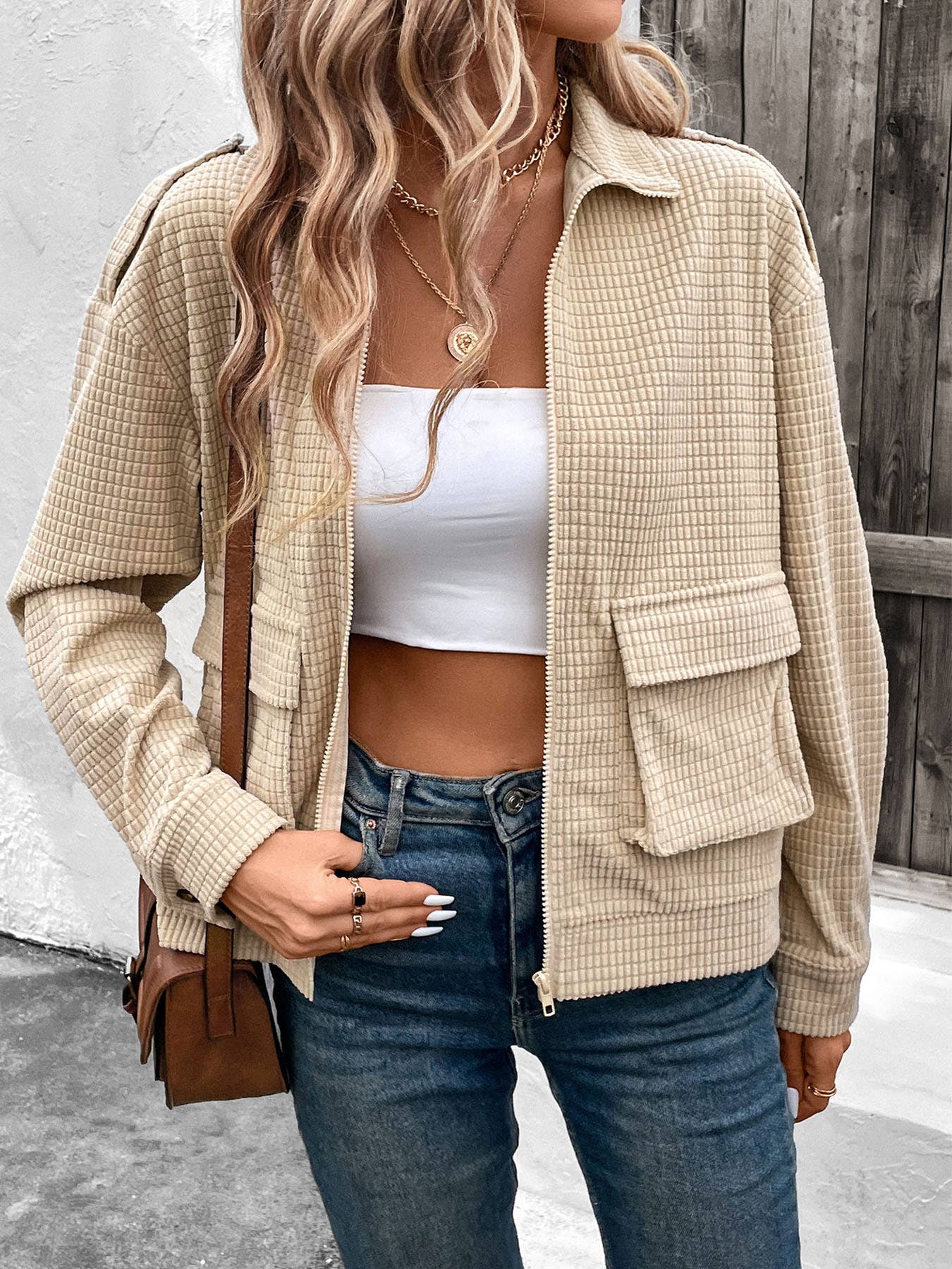 CASUAL TEXTURE AND STYLISH SOLID COLOR COAT