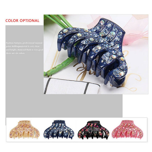 Rhinestone Acrylic Hair Claw, 6-Line Sparkle Clip