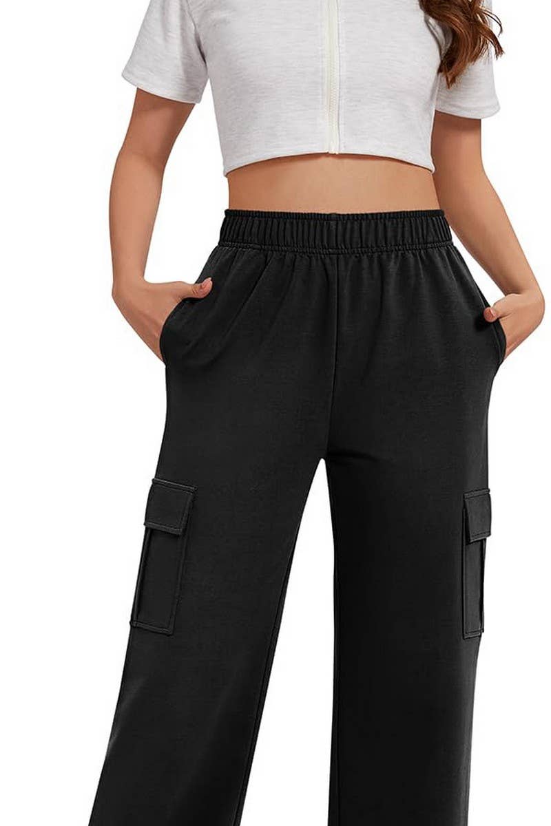 CWBLP1804_CASUAL LOOSE ELASTIC WAIST WIDE LEG PANTS