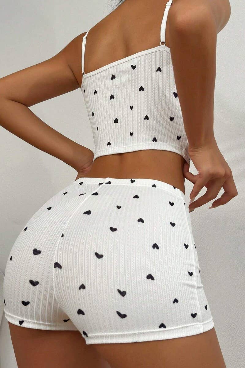 CWSPJ00495_HEART PRINT BOW TIE CAMI PAJAMA SET