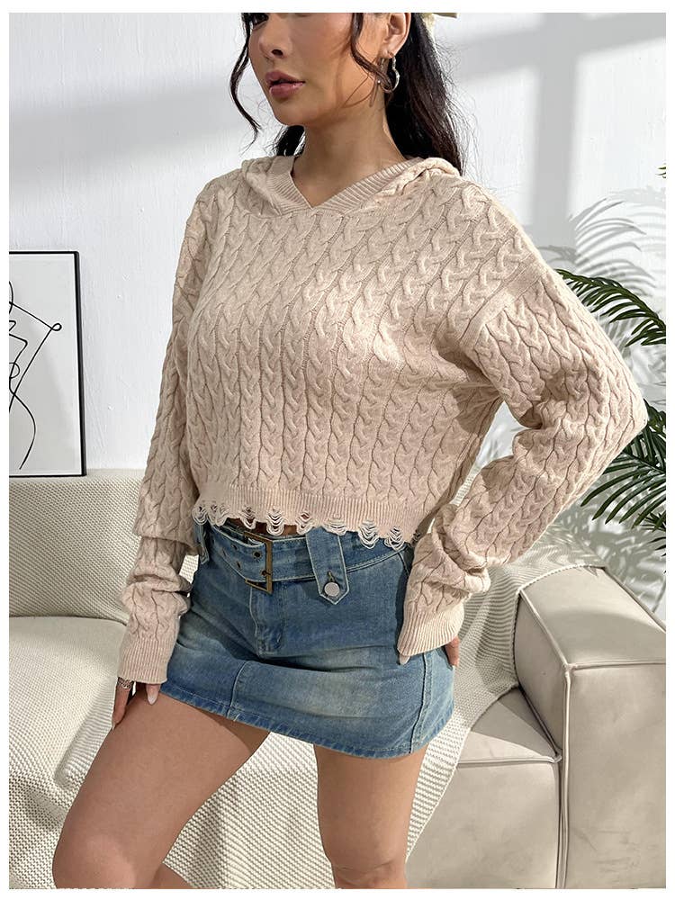 CROPPED TOP JACQUARD PULLOVER SWEATER
