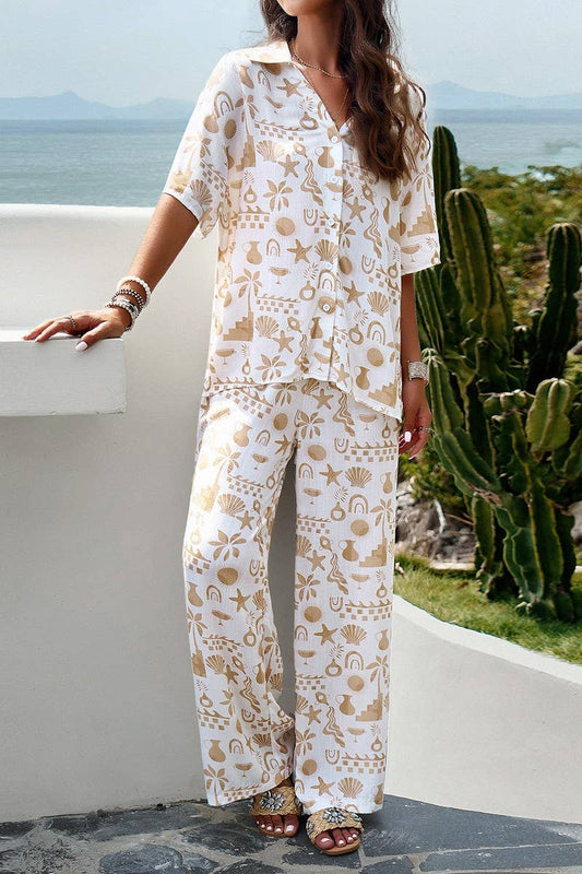 CWSTB0340_Button Down Long Slv Print V-Neck Long Pants Set