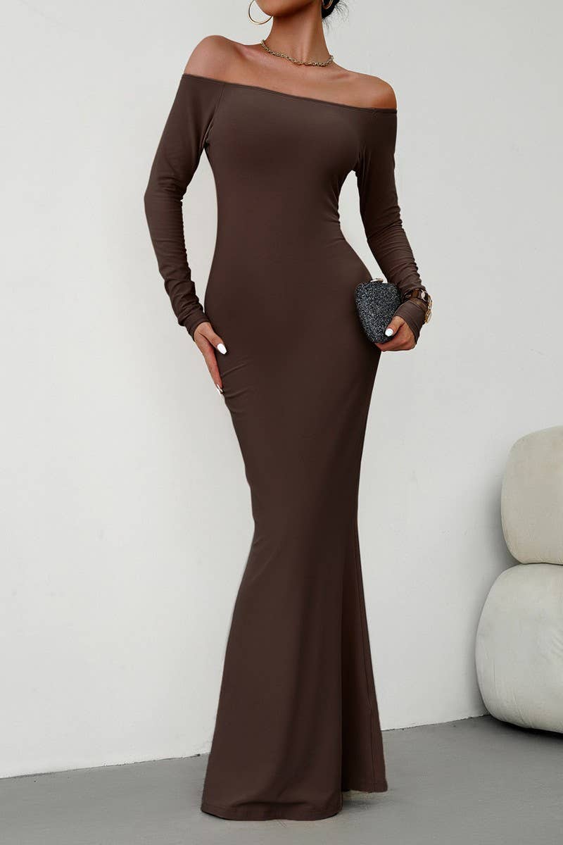 CWDMD0747_OFF SHOULDER LONG SLEEVE EVENING DRESS