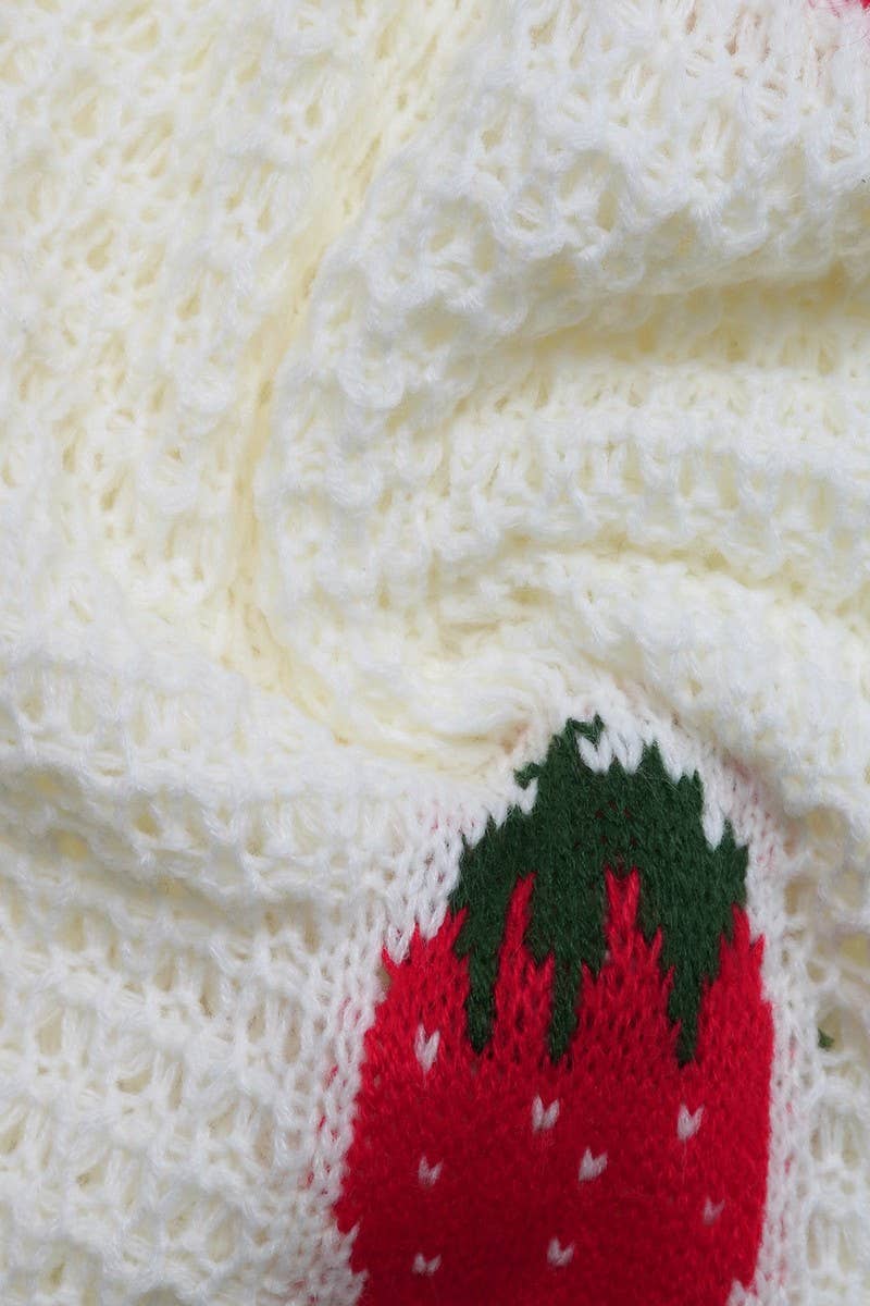 CWOCAL2320_STRAWBERRY JACQUARD KNIT CARDIGAN