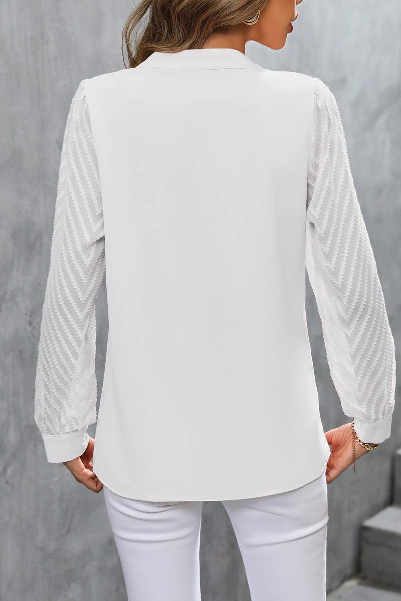 CWTBLL3194_SOLID COLOR CHIFFON LONG-SLEEVED SHIRT