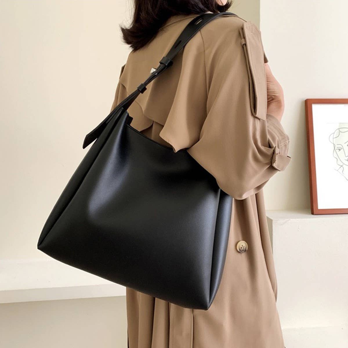 CWAB4832_RETRO LARGE CAPACITY MOTHER-AND-CHILD BUCKET BAG