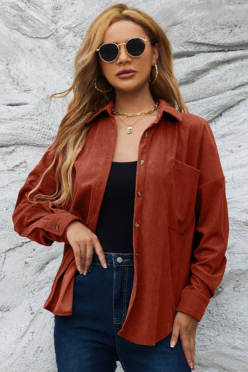 CWTSTL2122_WINTER LOOSE BUTTON-UP LONG-SLEEVED SHIRT TOPS