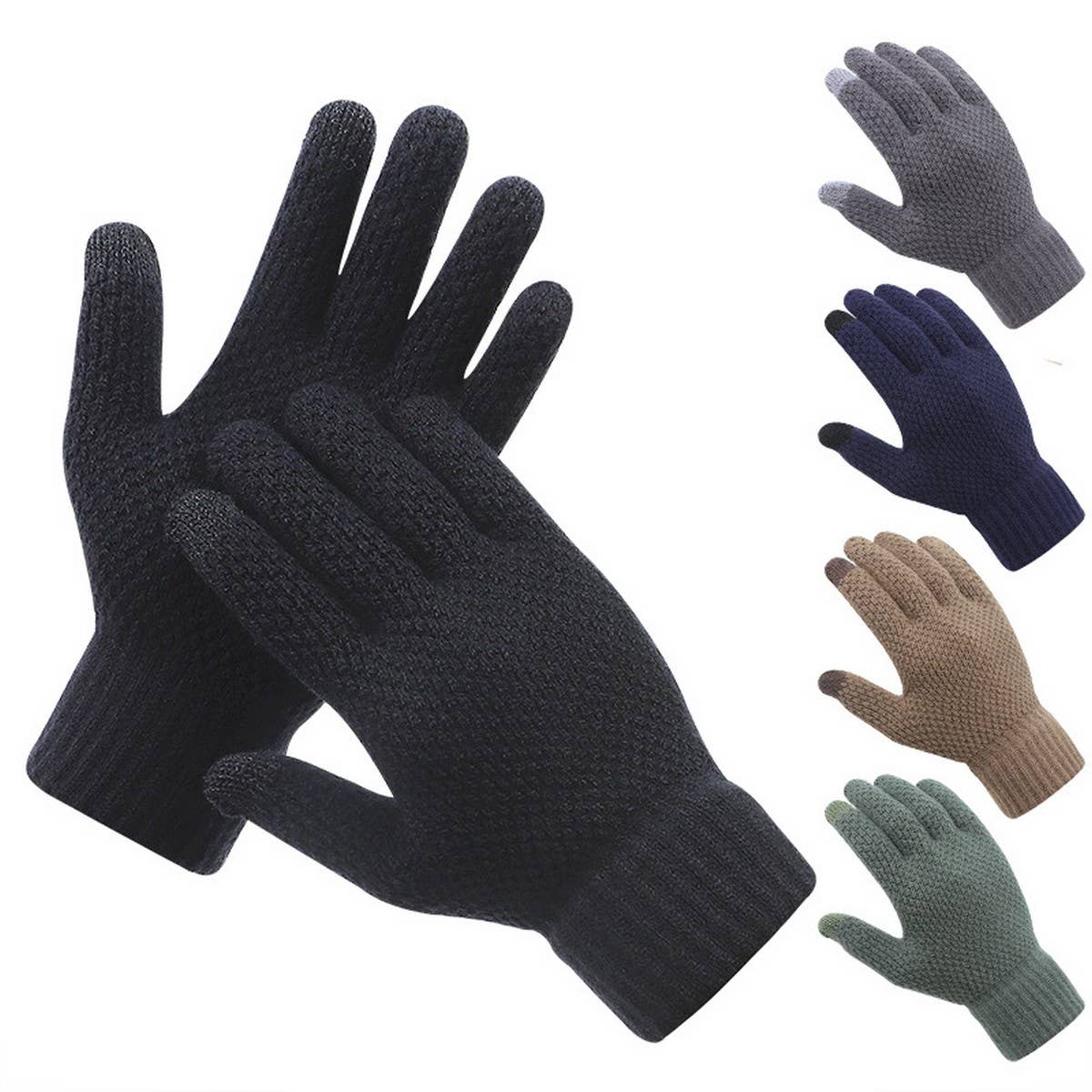Men Women Knit Gloves ? Warm Thick Touch Tips_CWAG0224