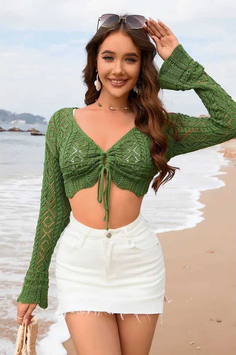 CWTTL1995_SPRING AND SUMMER V-NECK FASHION CARDIGAN