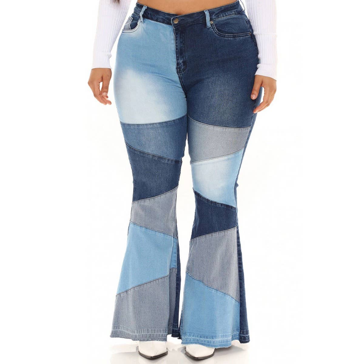 RETRO HIGH WAISTED FLARED PANTS JEANS_CWJP0175