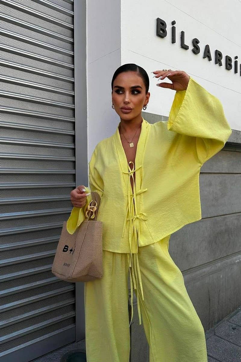 CWSTB1164_CASUAL SOLID COLOR SHIRT AND PANTS SET