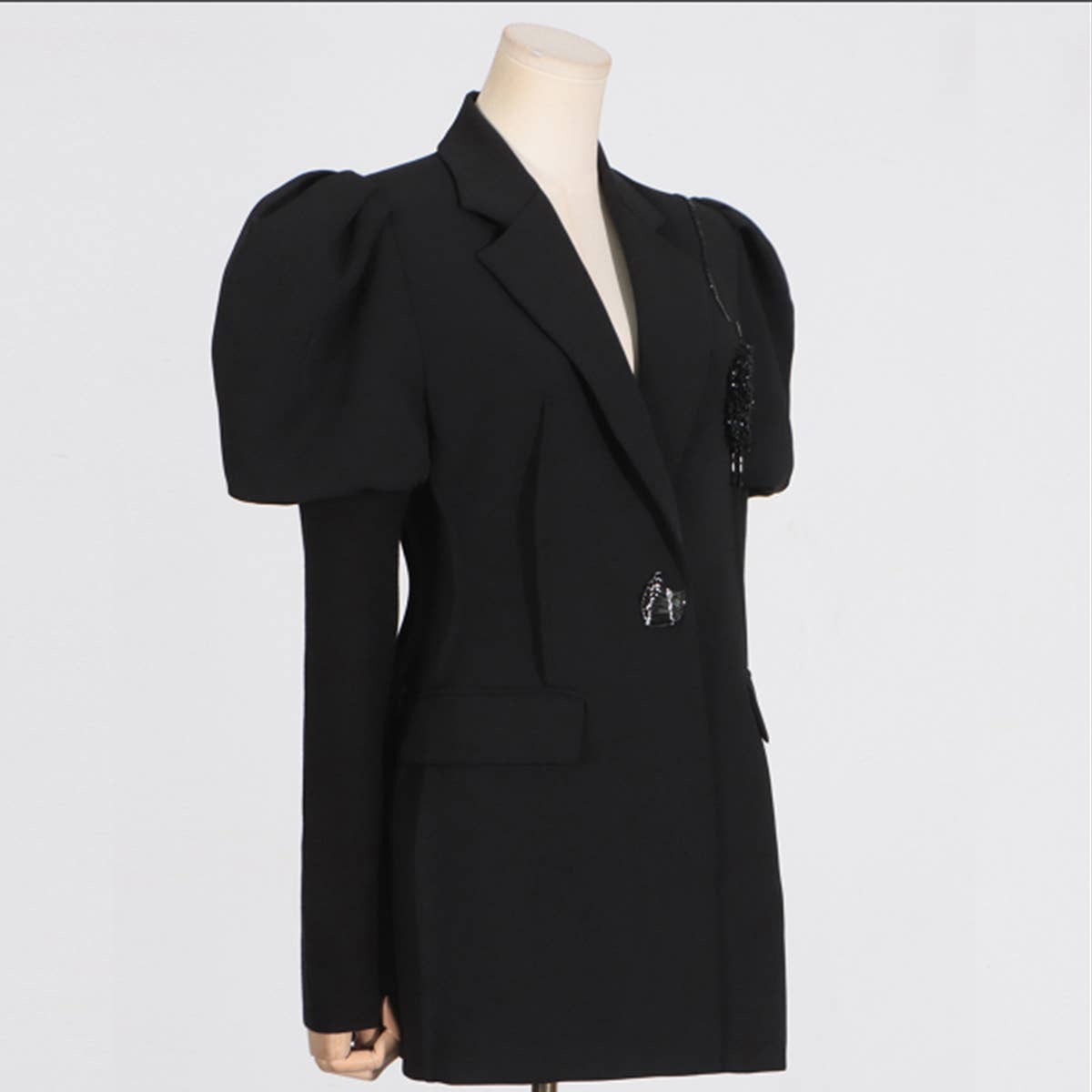 Puff Sleeve Blazer ??Single Button Spring Style_CWOCO1232