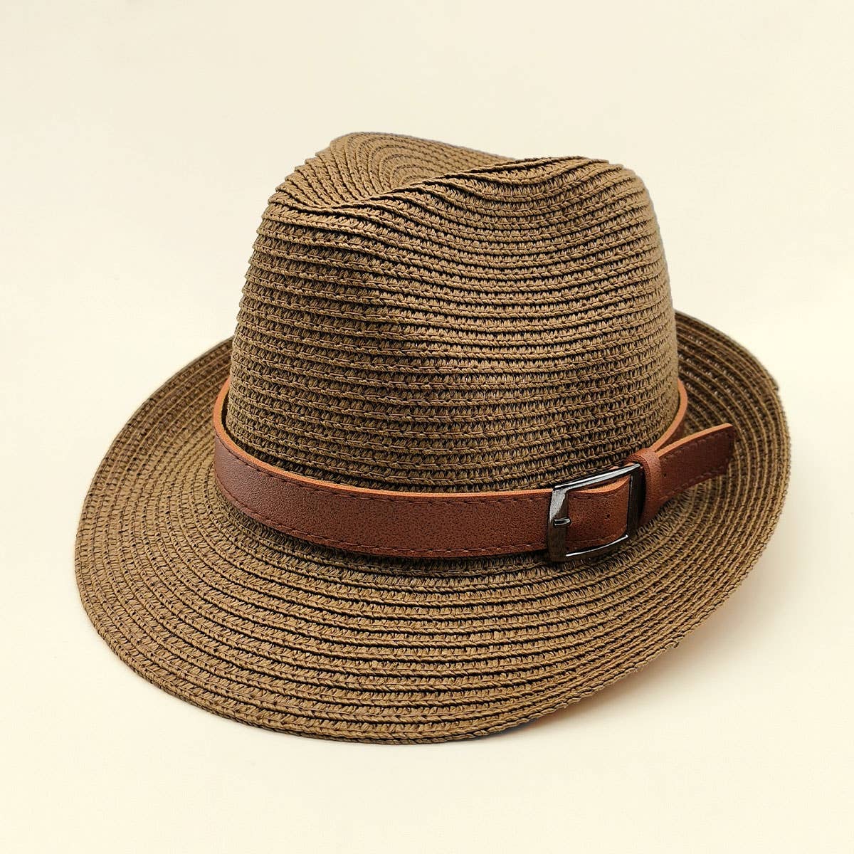 DANDY BELT SUMMER STRAW FEDORA HAT_CWAH0450