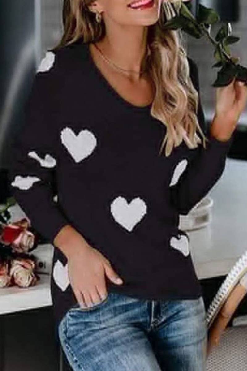 CWOSWL6739_WINTER LOVE V-NECK LONG-SLEEVED SWEATER