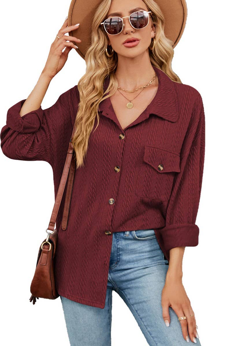 CWTSTL2066_LAPEL BUTTON POCKET LONG SLEEVE SHIRT COATS