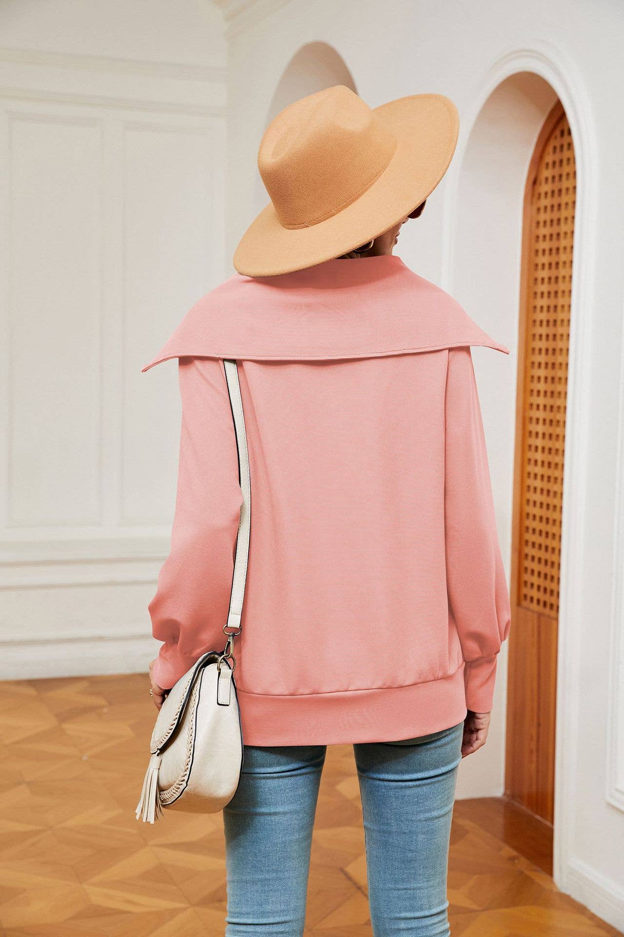 Casual lapel shawl long-sleeved zipper hoodie