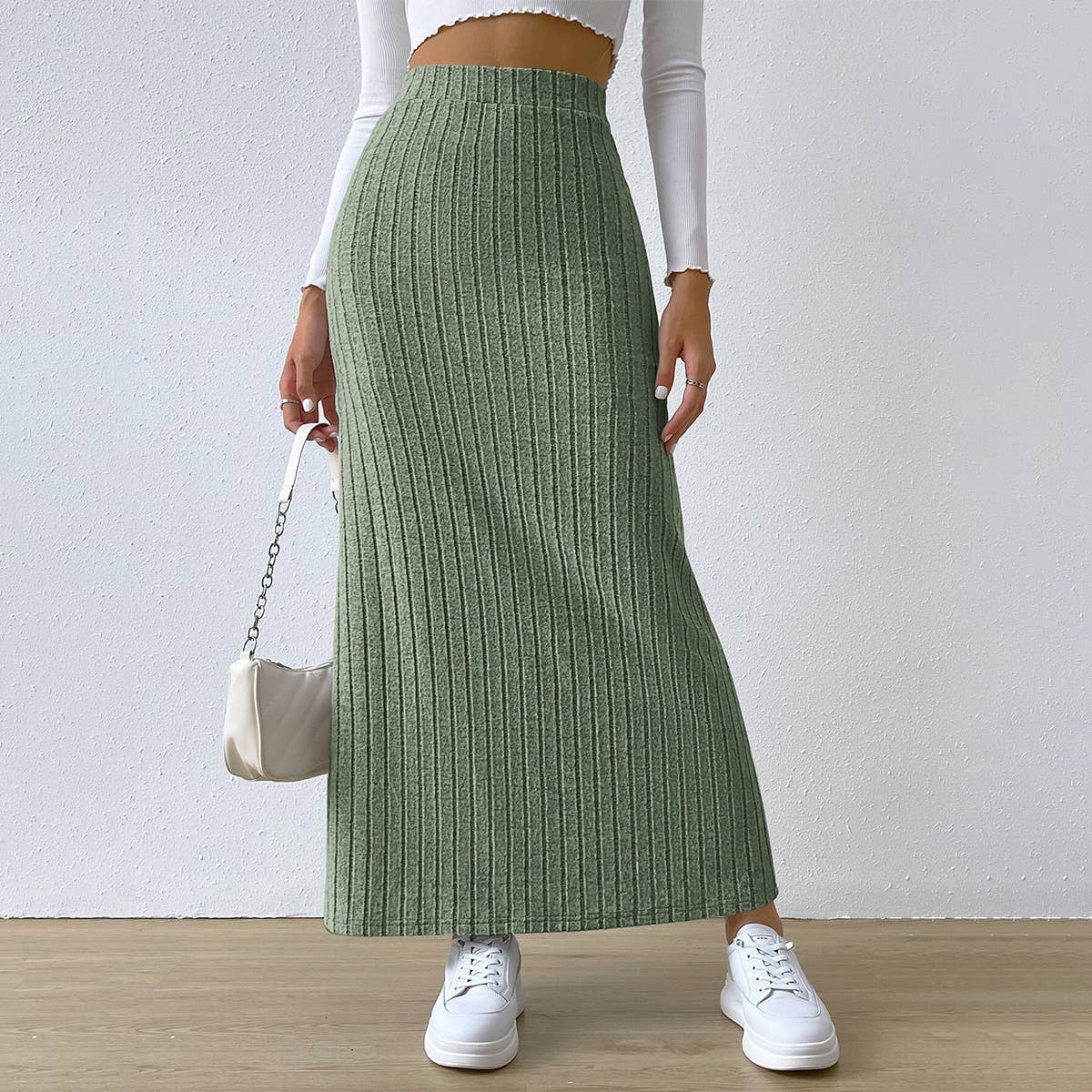 ELEGANT SKIRT HIGH WAIST SIDE SLIT SLIM SKIRT