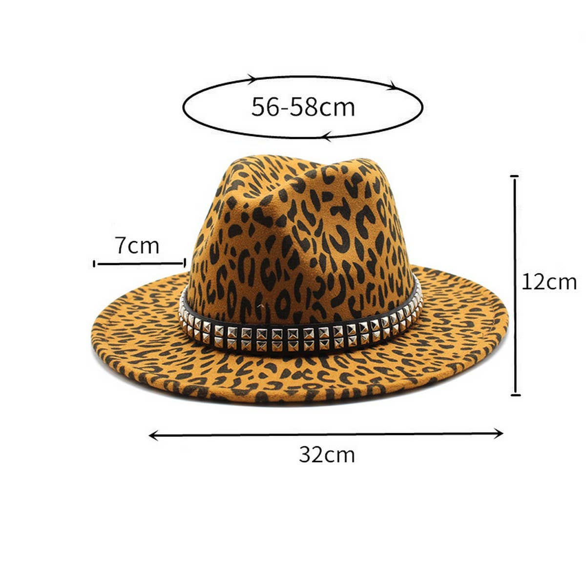 LEOPARD PRINT HAT JAZZ HAT WOOLEN HAT WIDE BRIM HAT_CWAH2579