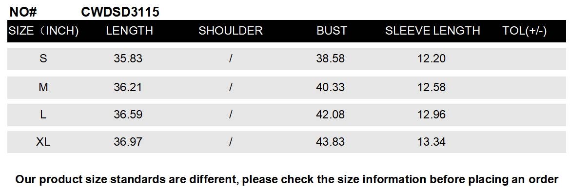 CWDSD3115_SOLID COLOR V-NECK LOOSE QUARTER-SLEEVE MINI DRESS