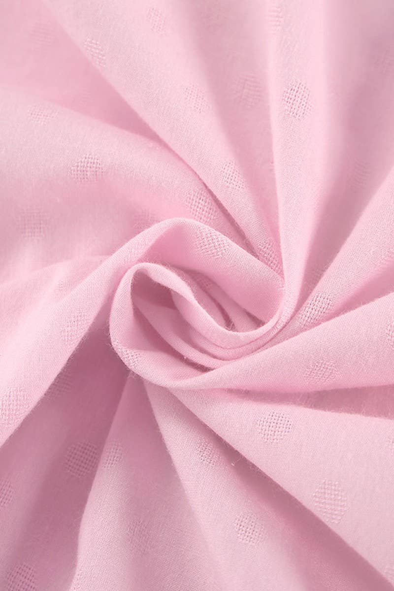 CWSPJ0252_PINK LONG-SLEEVED SHORTS PAJAMAS TWO-PIECE SET