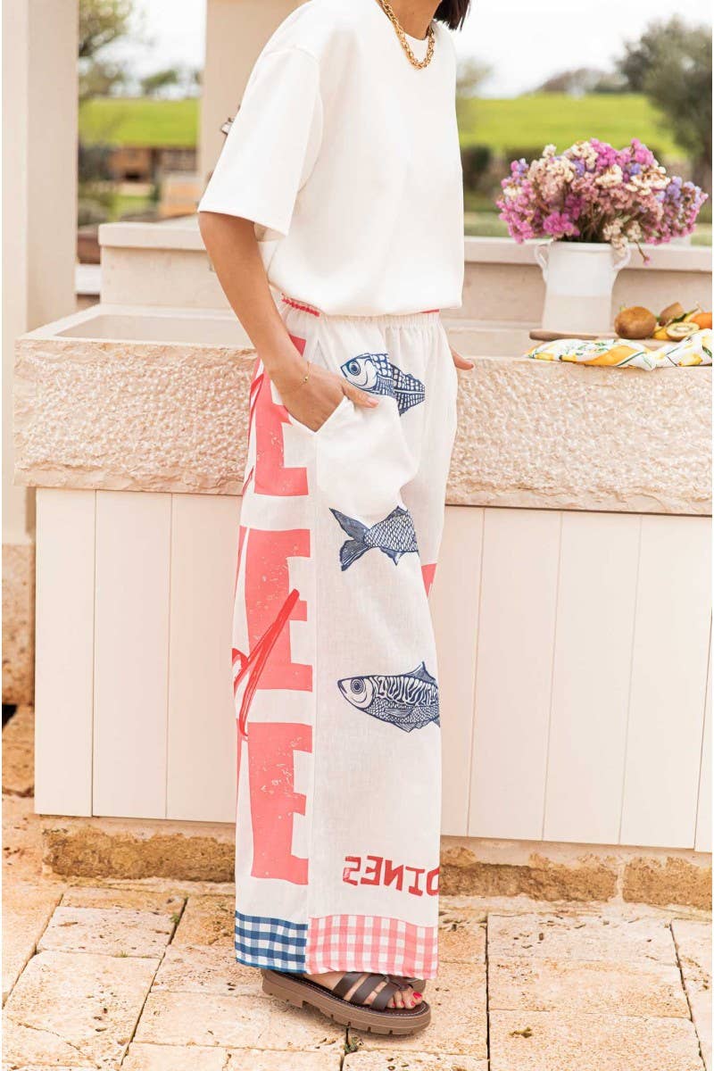 CWBLP2044_NEW SUMMER GRAFFITI PRINT LOOSE STRAIGHT PANTS