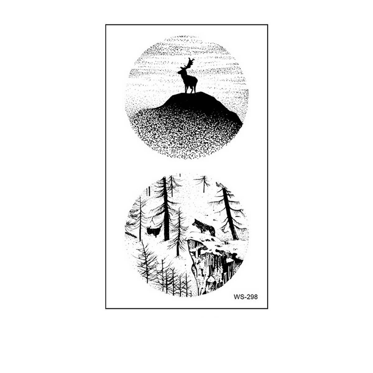 Minimalist Nature Tattoo Stickers ? Whale & Forest