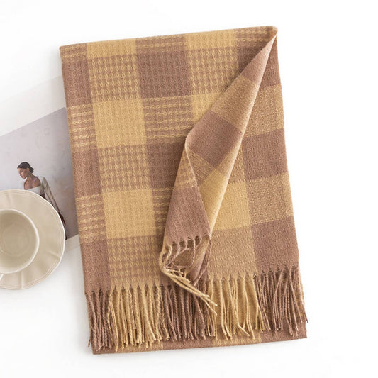RETRO CASUAL WARM SQUARE PLAID SCARF_CWASC1013