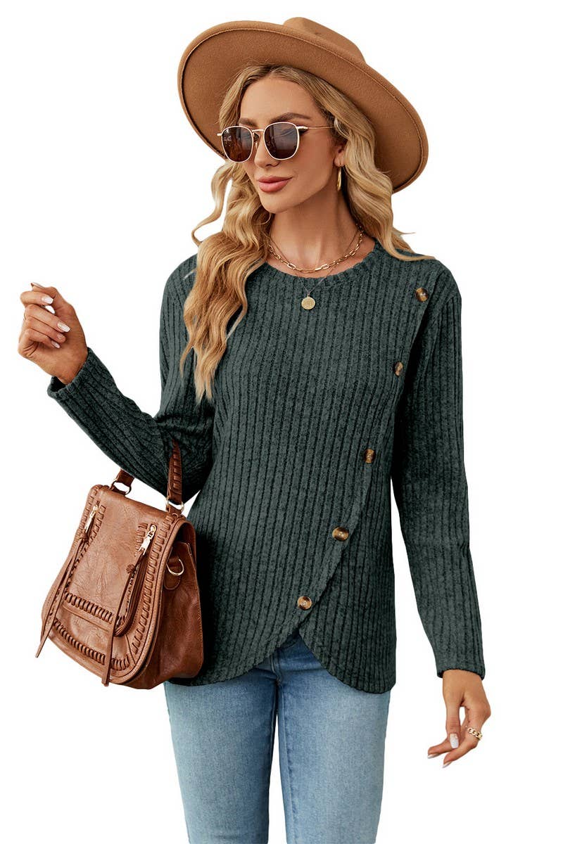 CWTBLL1114_LONG SLEEVE ROUND NECK TULIP HEM BOTTOMING SHIRT