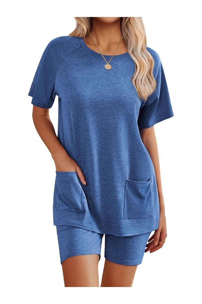 CWSTB00485_2025 WOMEN 2 PIECE LOUNGE SET SHORT SLEEVE SHORTS