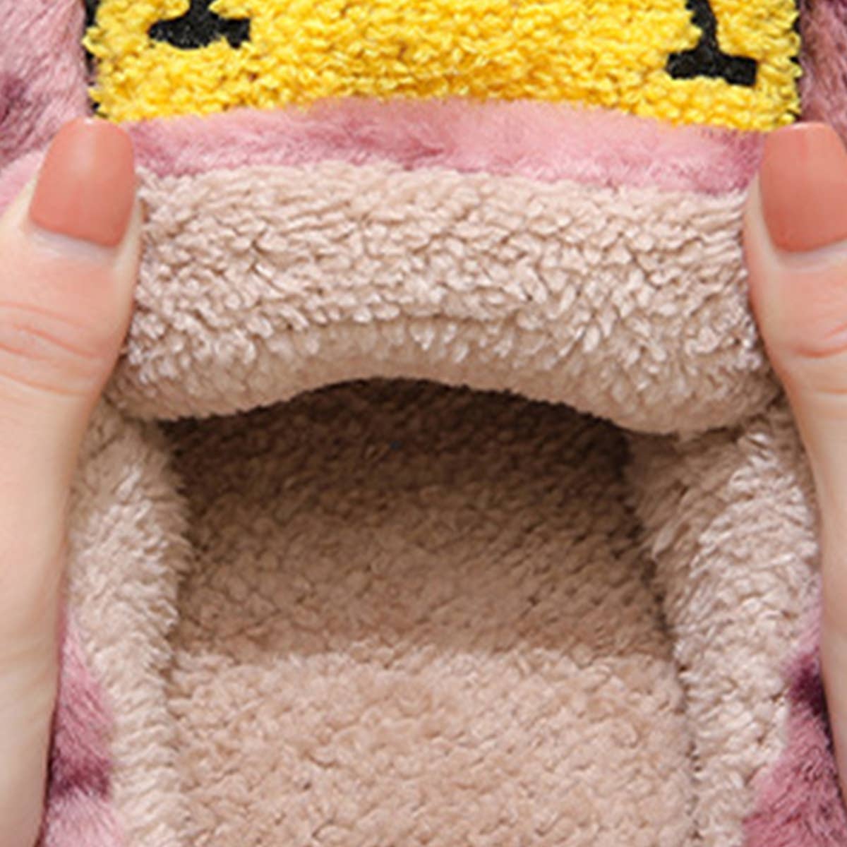 LEOPARD SMILING COTTON FUZZY SLIPPERS WOMEN