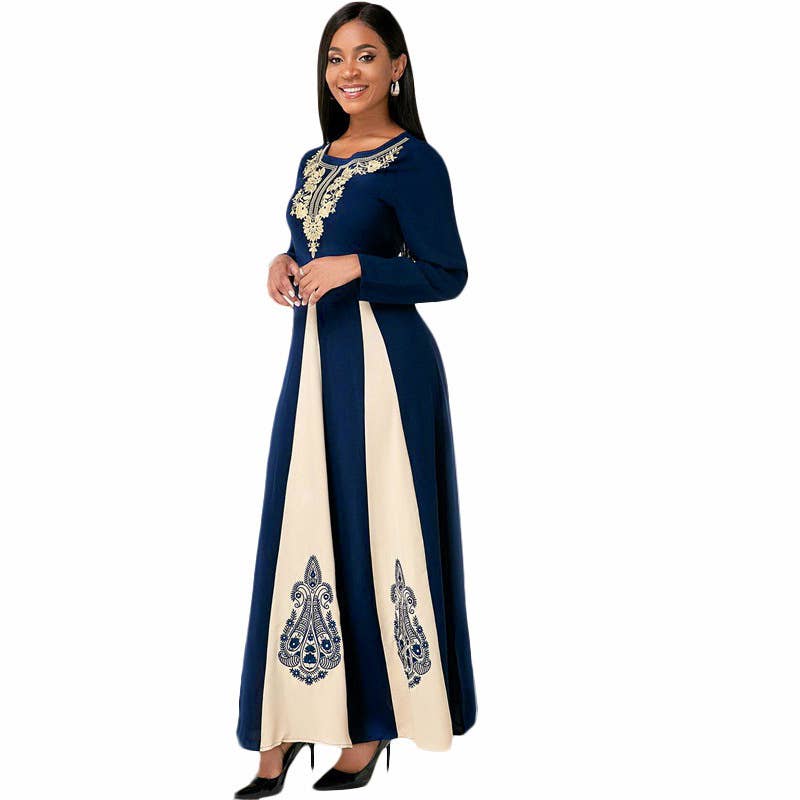 CREW-NECK FULL-LENGTH DRESS WITH WAIST TUCKED