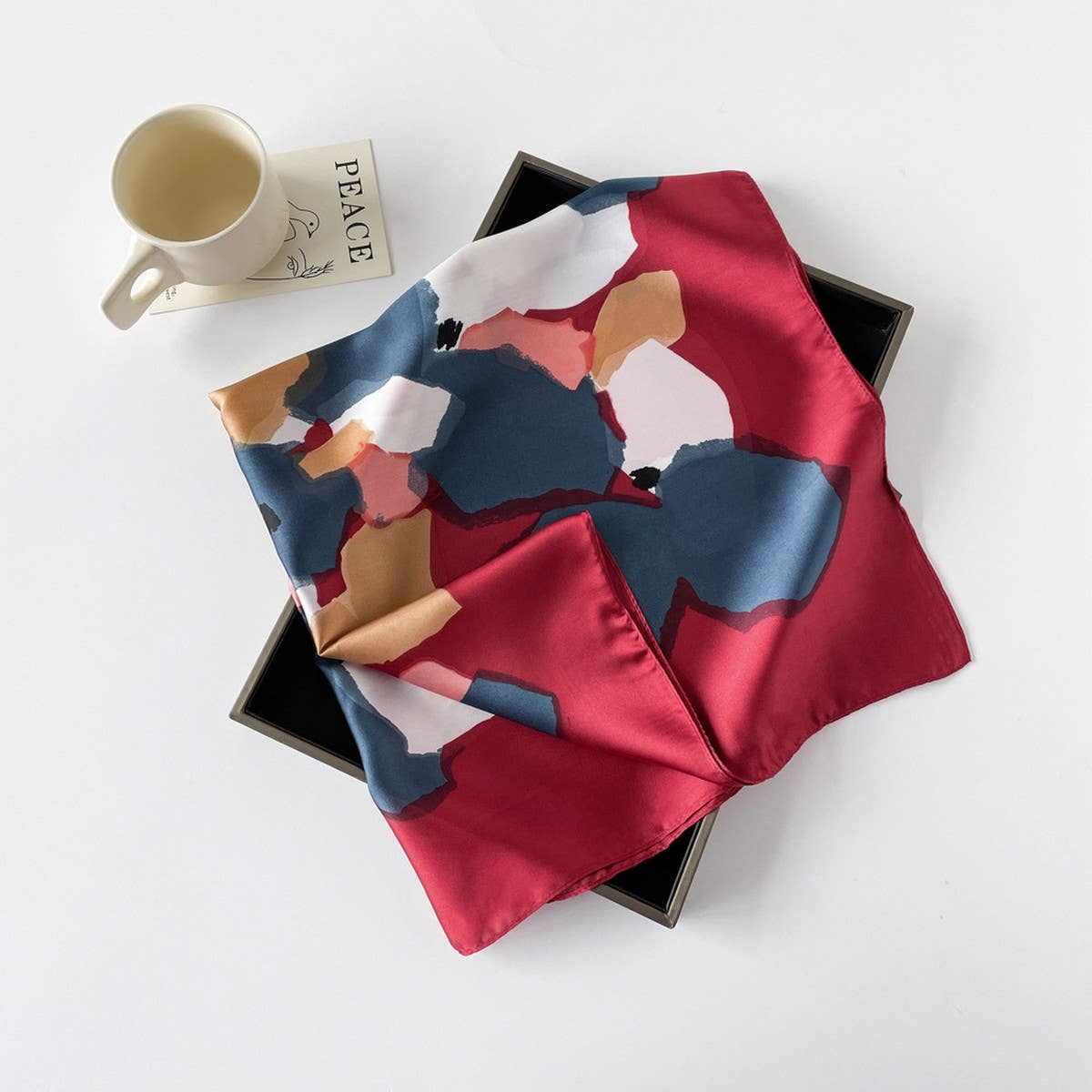 Elegant Polka Dot Satin Silk Scarf
