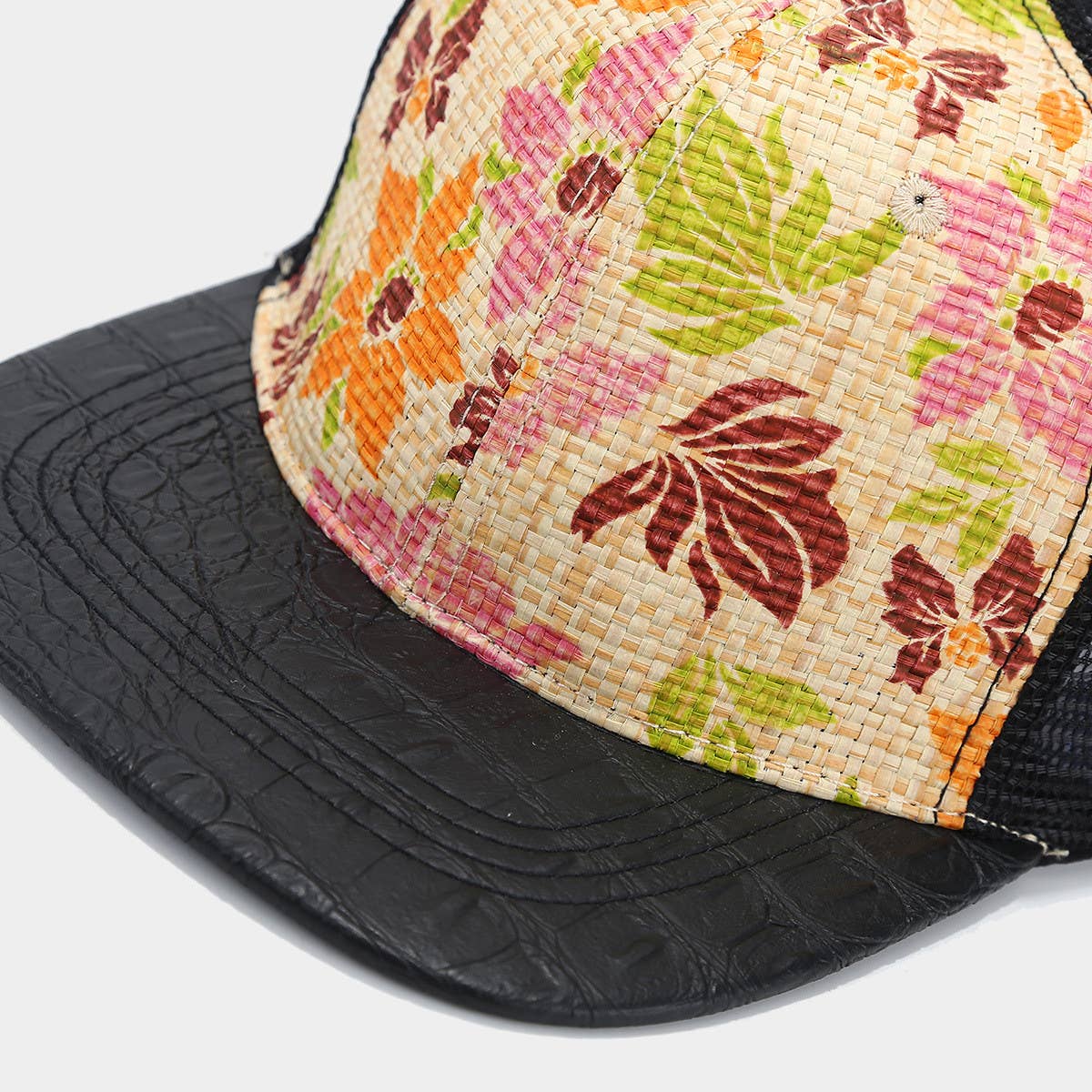 Printed Straw Mesh Baseball Cap, Summer Unisex_CWAH1628