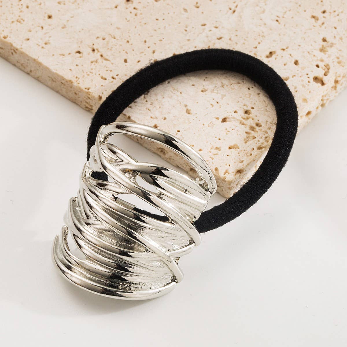 Minimalist Metal Flower Low Ponytail Hair Tie