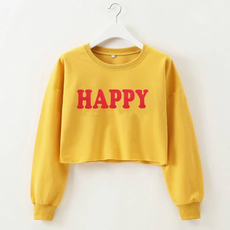 Basic letter-printed pullover short hoodie