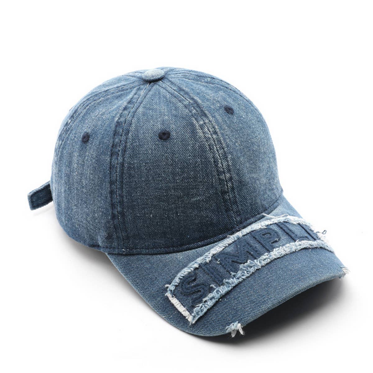 CWAH3212_VINTAGE DENIM RIPPED SUN VISOR BASEBALL CAP