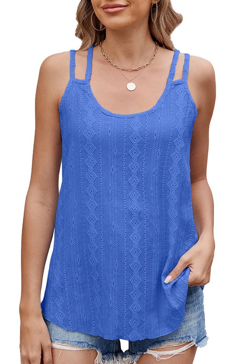 CWOV0683_SOLID COLOR ROUND NECK SLEEVELESS CAMISOLE