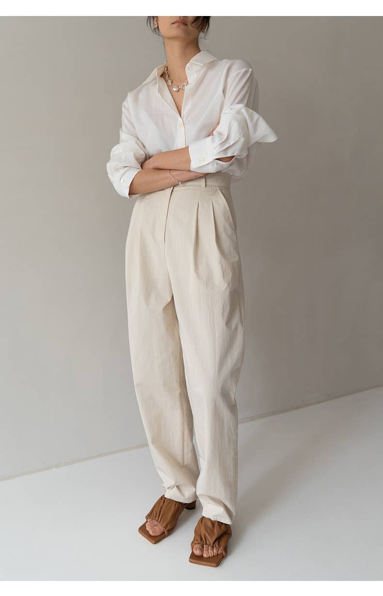 Elegant long-sleeved tencel ice cotton shirt