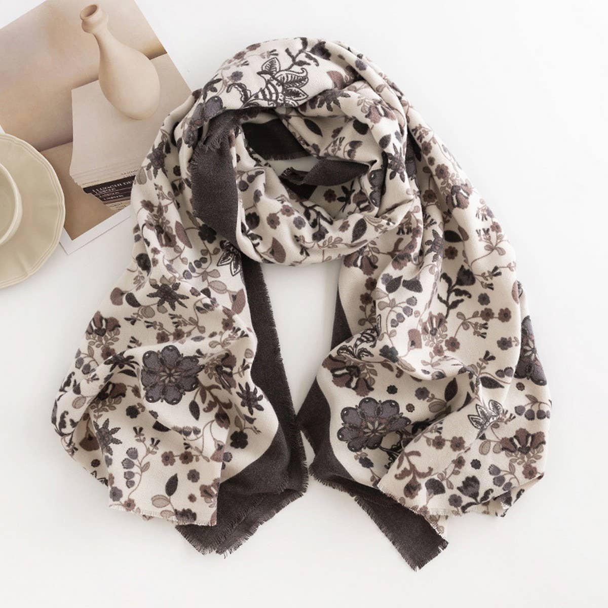 CWASC2724_CREAM SWEET GIRL STYLE PRINTED SCARF SHAWL