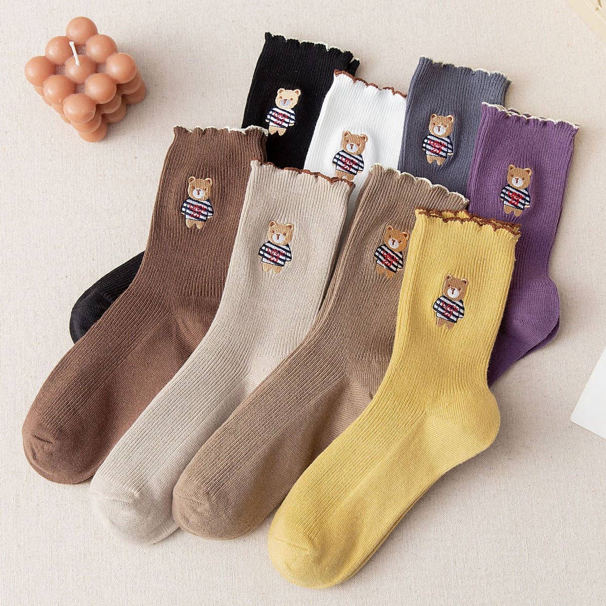 BREATHABLE AND SWEAT-ABSORBENT CARTOON BEAR SOCKS_CWMS1396