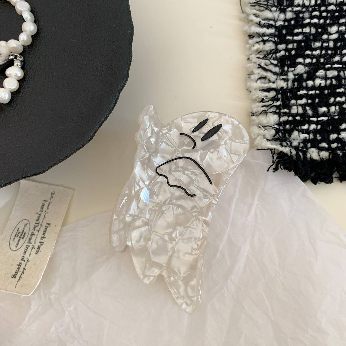 CWAHA07709_HALLOWEEN GHOST PUMPKIN CLAW HAIR CLIP