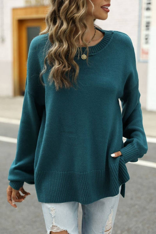 CWOSWL1056_Crew Neck Long Sleeve Pullover Sweater